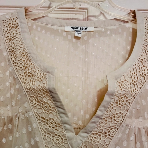 COPY - Daniel Rainn sz M Cream Colored 2 pc Babydoll Shirt Set - Picture 3 of 5